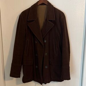 Men's Gazzarrini UOMO Italian Brown Double-Breasted Pea Coat 48